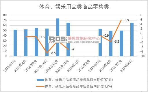 2019年上半年中國體育、娛樂用品類商品零售類數據統計
